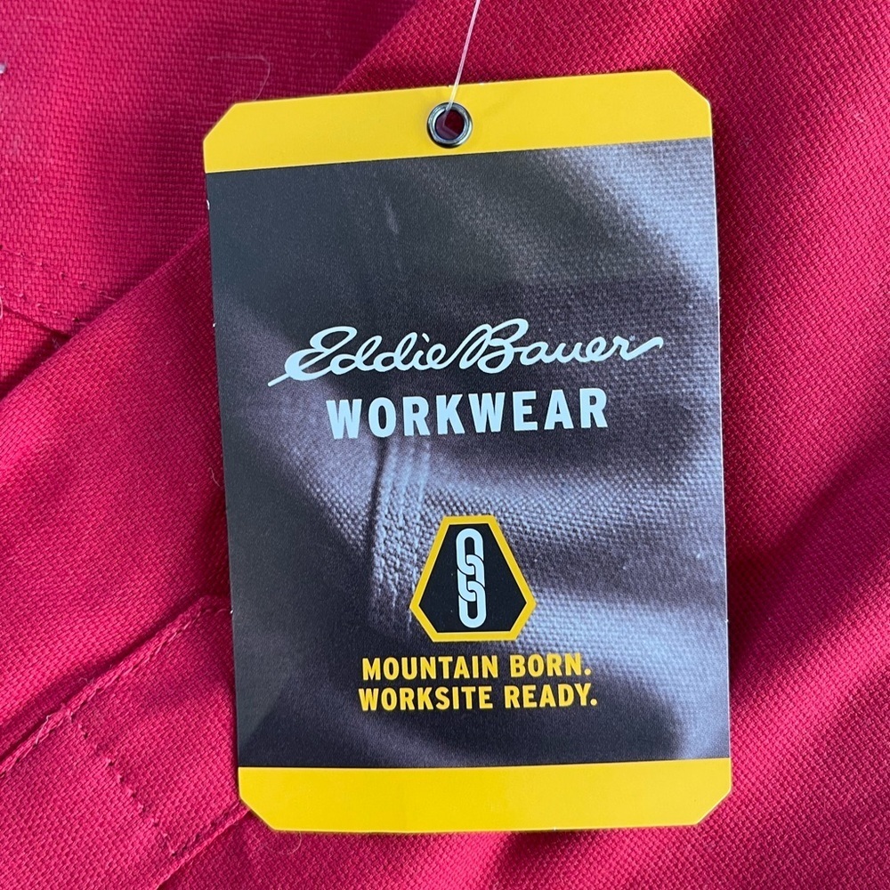NWT Eddie Bauer Workwear Foreman Fit button down shirt long sleeve red Small (S) - Picture 6 of 7